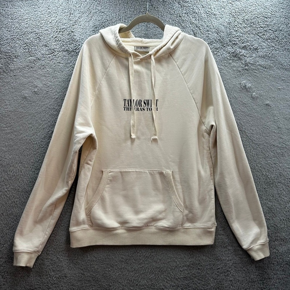 Taylor Swift The Eras Tour Small Hoodie Beige Cream Graphic Concert Sweatshirt